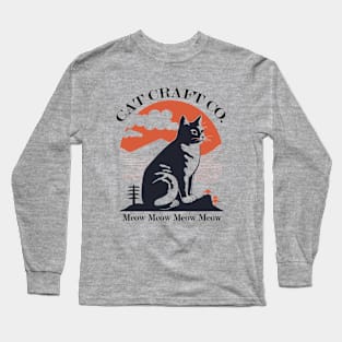 Cat Craft Co - Rising Sun Cat Design Long Sleeve T-Shirt